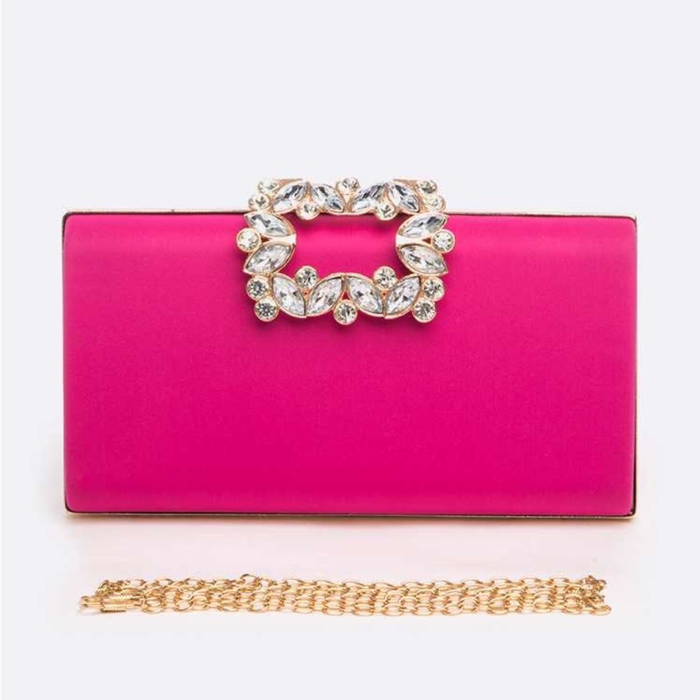 Metallic Crystal Box Evening Clutch